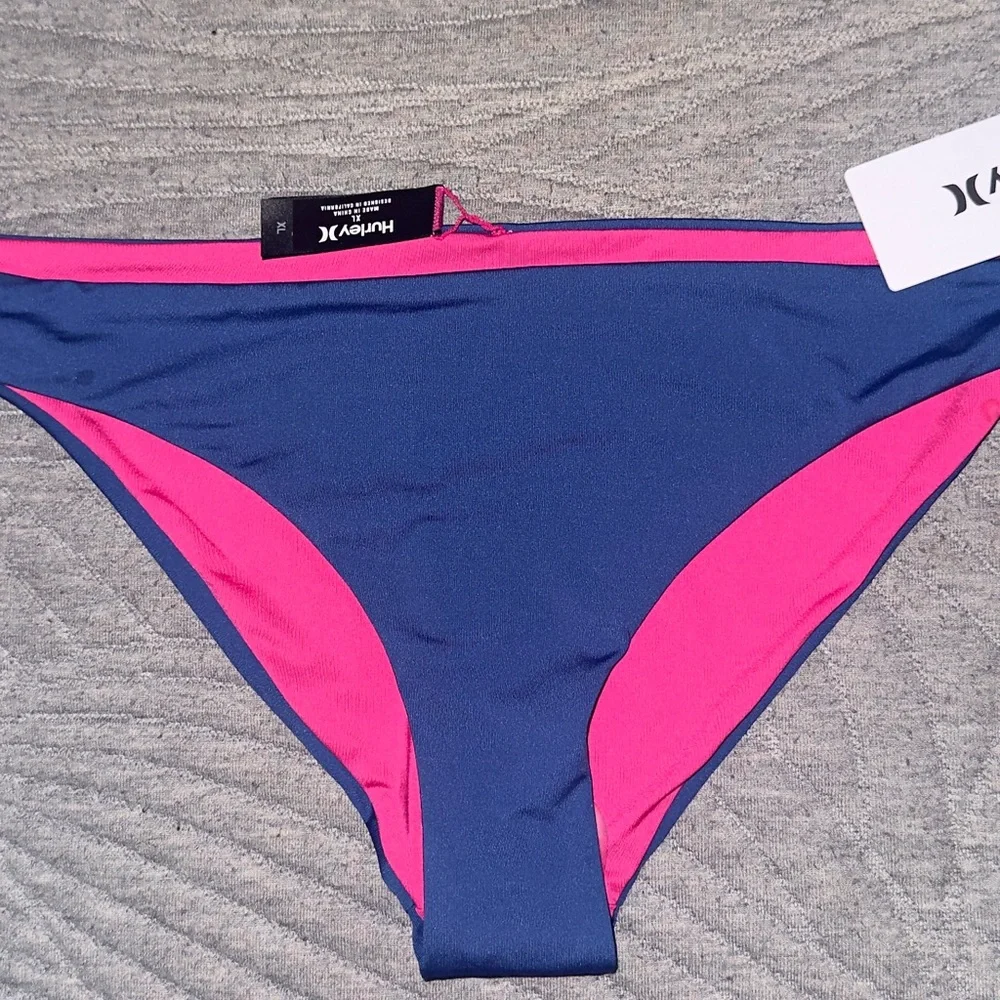 Hurley Blue and Pink Reversible Bikini Swim Bottom NWT XL